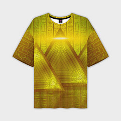 Футболка оверсайз мужская Золотые пирамиды и треугольники, цвет: 3D-принт