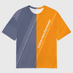 Футболка оверсайз мужская Counter Strike 2 Blue Orange Pattern, цвет: 3D-принт