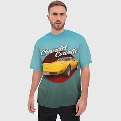 Футболка оверсайз мужская Классический спорткар Chevrolet Corvette Stingray, цвет: 3D-принт — фото 2