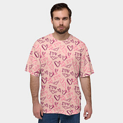 Футболка оверсайз мужская I love you паттерн, цвет: 3D-принт — фото 2