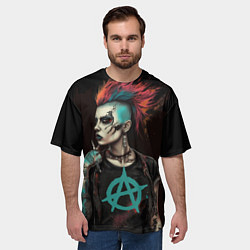 Футболка оверсайз мужская Анархия девушка панк, цвет: 3D-принт — фото 2
