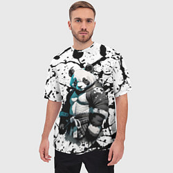Футболка оверсайз мужская Panda samurai on the background of blots, цвет: 3D-принт — фото 2