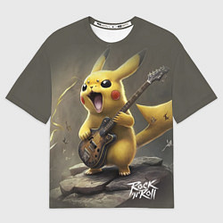 Футболка оверсайз мужская Pikachu rock, цвет: 3D-принт