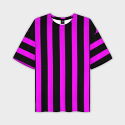 Футболка оверсайз мужская В полоску черного и фиолетового цвета, цвет: 3D-принт