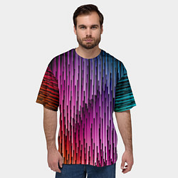 Футболка оверсайз мужская Радужные узор полосы, цвет: 3D-принт — фото 2