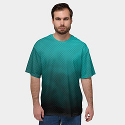 Футболка оверсайз мужская Бирюзово-черный дым - Хуф и Ся, цвет: 3D-принт — фото 2