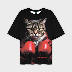 Футболка оверсайз мужская Cat boxing, цвет: 3D-принт