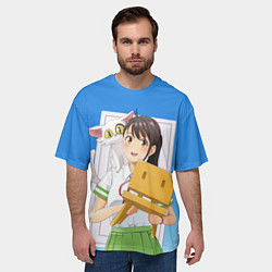 Футболка оверсайз мужская Судзуме с котом и стульчиком, цвет: 3D-принт — фото 2