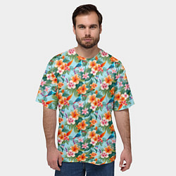 Футболка оверсайз мужская Гавайский стиль, цвет: 3D-принт — фото 2