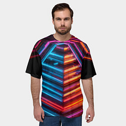 Футболка оверсайз мужская Неоновые трубы, цвет: 3D-принт — фото 2