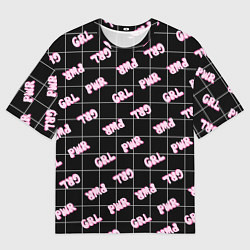 Мужская футболка оверсайз Girl power - черный в клетку