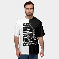 Футболка оверсайз мужская Boxing чёрно-белое, цвет: 3D-принт — фото 2