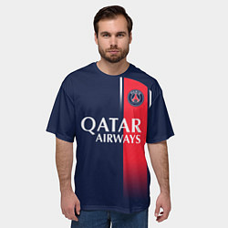 Футболка оверсайз мужская Лионель Месси форма ПСЖ 2324 домашняя, цвет: 3D-принт — фото 2