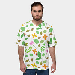 Футболка оверсайз мужская Цветы и листья, цвет: 3D-принт — фото 2