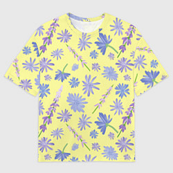 Футболка оверсайз мужская Cute blue flowers, цвет: 3D-принт