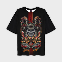 Мужская футболка оверсайз Samurai skull