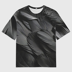 Футболка оверсайз мужская Черные перья ворона, цвет: 3D-принт