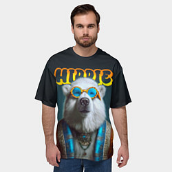 Футболка оверсайз мужская Хиппи белый медведь, цвет: 3D-принт — фото 2