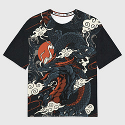 Футболка оверсайз мужская Дракон в японском стиле, цвет: 3D-принт