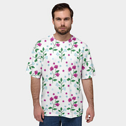 Футболка оверсайз мужская Stars flowers, цвет: 3D-принт — фото 2