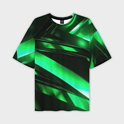 Футболка оверсайз мужская Зеленая неоновая абстракция, цвет: 3D-принт