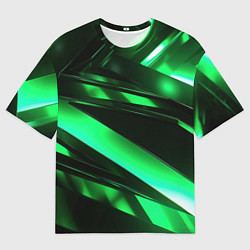 Футболка оверсайз мужская Зеленая неоновая абстракция, цвет: 3D-принт