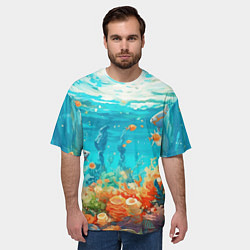 Футболка оверсайз мужская Морской подводный мир, цвет: 3D-принт — фото 2