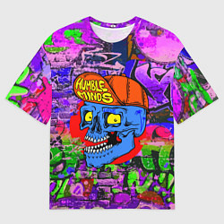 Футболка оверсайз мужская Humble minds - skull - graffiti, цвет: 3D-принт