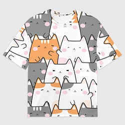 Футболка оверсайз мужская Семья котиков, цвет: 3D-принт