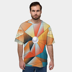 Футболка оверсайз мужская Жемчужина - градиент из полигональных треугольнико, цвет: 3D-принт — фото 2
