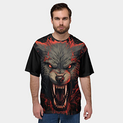 Футболка оверсайз мужская Серый волк, цвет: 3D-принт — фото 2