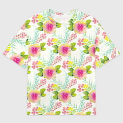 Футболка оверсайз мужская Цветочный настрой, цвет: 3D-принт