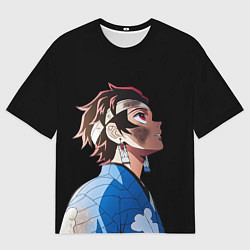 Футболка оверсайз мужская Танджиро - клинок - минимализм, цвет: 3D-принт