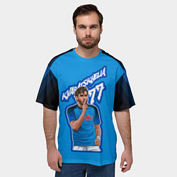 Футболка оверсайз мужская Хвича Кварацхелия ФК Наполи 77, цвет: 3D-принт — фото 2