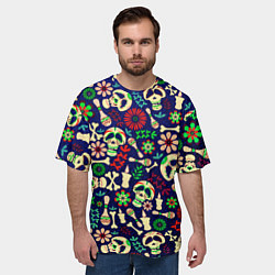 Футболка оверсайз мужская Мексиканский карнавал - Carnaval Mexicano, цвет: 3D-принт — фото 2