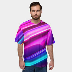 Футболка оверсайз мужская Неоновые объемные полосы, цвет: 3D-принт — фото 2