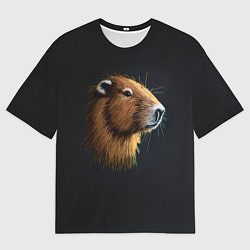 Футболка оверсайз мужская Вышивка Капибара, цвет: 3D-принт