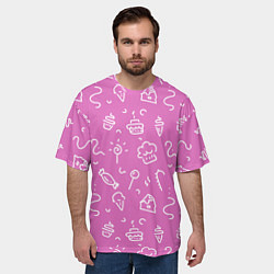 Футболка оверсайз мужская Розовые сладости, цвет: 3D-принт — фото 2