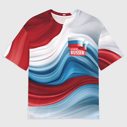 Футболка оверсайз мужская Флаг России абстракт, цвет: 3D-принт