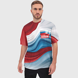 Футболка оверсайз мужская Флаг России абстракт, цвет: 3D-принт — фото 2
