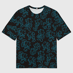 Футболка оверсайз мужская Соник паттерн, цвет: 3D-принт