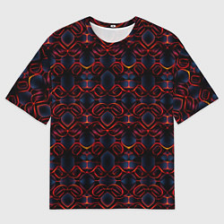Футболка оверсайз мужская Красные неоновые объекты, цвет: 3D-принт