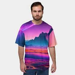 Футболка оверсайз мужская Лиловая планета, цвет: 3D-принт — фото 2
