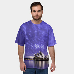 Футболка оверсайз мужская Сидней в фиолетовом в закате, цвет: 3D-принт — фото 2