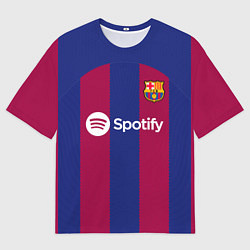 Футболка оверсайз мужская Роберт Левандовский Барселона форма 2324 домашняя, цвет: 3D-принт