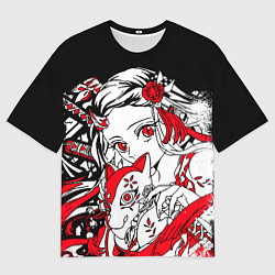 Футболка оверсайз мужская Клинок рассекающий демонов - незуко комадо, цвет: 3D-принт