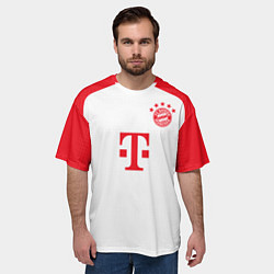Футболка оверсайз мужская ФК Бавария Мюнхен форма 2324 домашняя, цвет: 3D-принт — фото 2