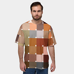 Футболка оверсайз мужская Brown squares, цвет: 3D-принт — фото 2