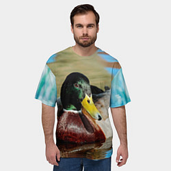 Футболка оверсайз мужская Утка Кряква - селезень, цвет: 3D-принт — фото 2