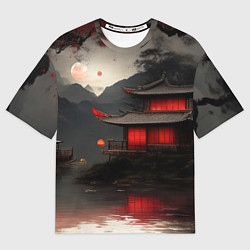 Футболка оверсайз мужская Домик у озера, цвет: 3D-принт